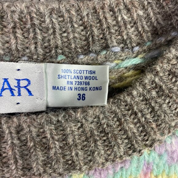 Vintage Braemar Sweater Women's 36 Scottish Shetland Wool Crewneck Fair Isle - Picture 6 of 9
